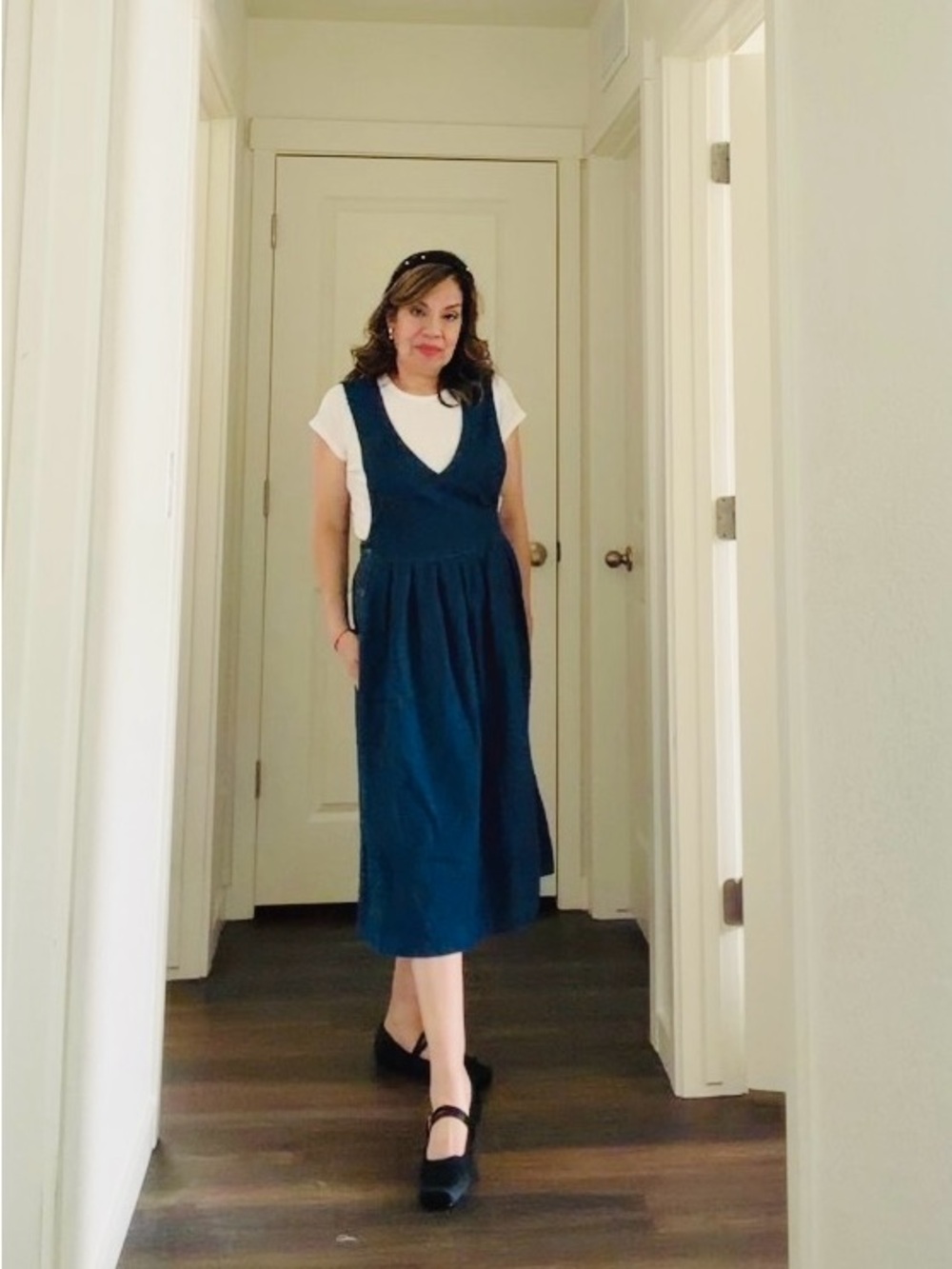 Koret Navy Blue Midi Pinafore Dress